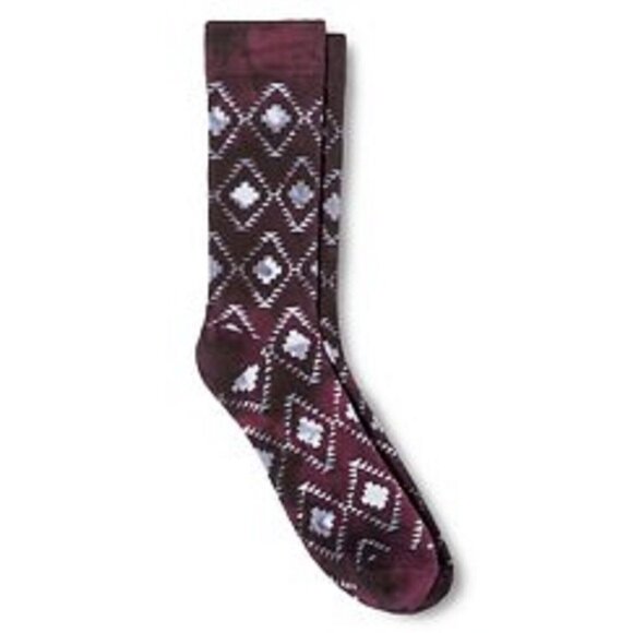 Mossimo Size 6-12 Crew Socks Mens Brown White Geometric Pattern NEW - Picture 2 of 3